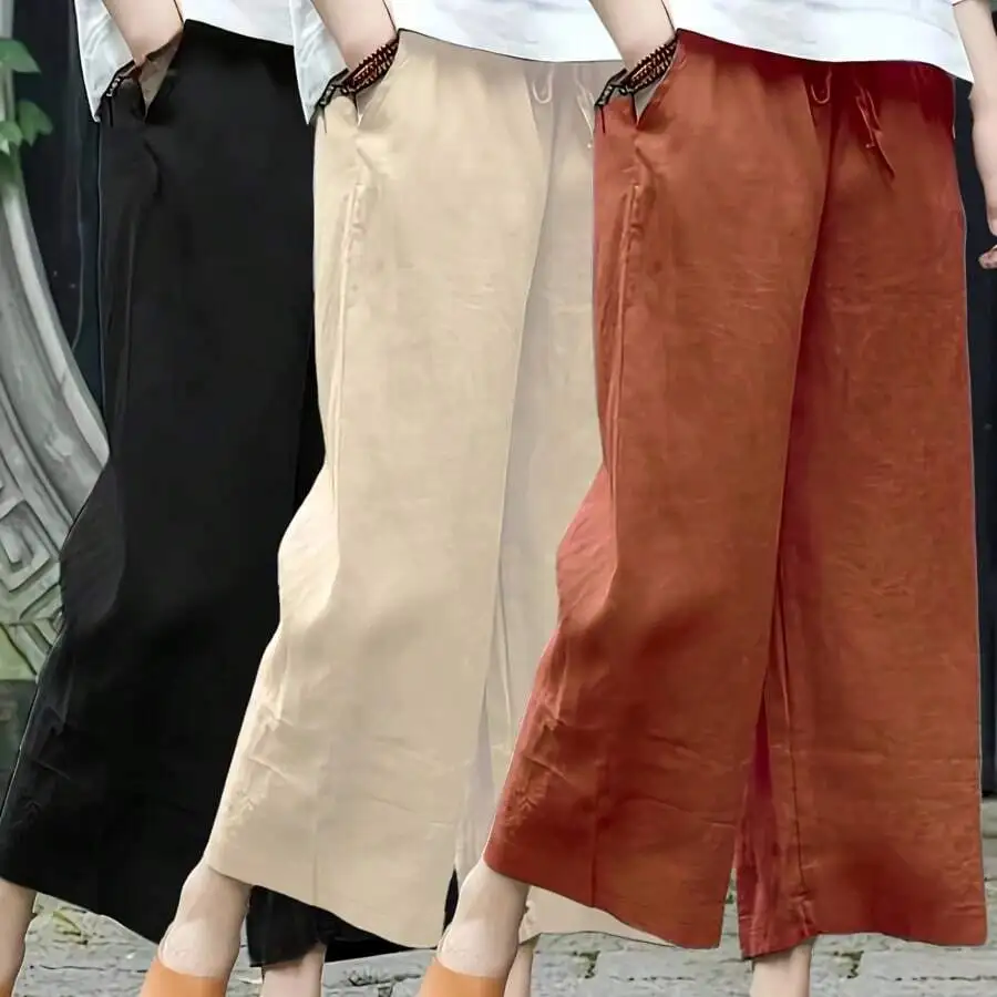 3pcs Set Elegant Loose Breathable Wide Leg Ankle Pants For Women
3pcs Set Elegant Loose Breathable Wide Leg Ankle Pants For Women