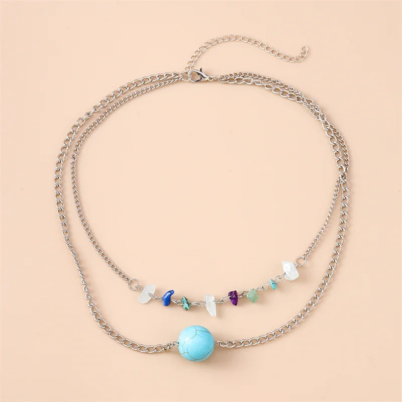Fashion Double Layers Turquoise Pendant Necklaces for Women Metal Chain Necklace Girls Party Festival Jewelry Decoration
Fashion Double Layers Turquoise Pendant Necklaces for Women Metal Chain Necklace Girls Party Festival Jewelry Decoration