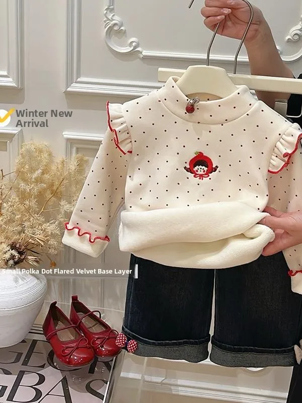 Girls Winter Thiened Fce Lined Comfortable Polka Dot Sweatirt Base Layer Top Casual Trendy Children's Cotton Blend irt
Girls Winter Thiened Fce Lined Comfortable Polka Dot Sweatirt Base Layer Top Casual Trendy Children's Cotton Blend irt