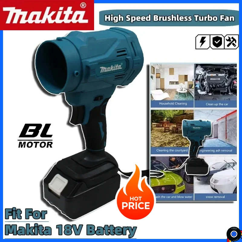 Makita High 130000RPM Speed Brushless Electric Air Blower 6-Gears Jet Turbo Fan Violent Fan Fit 18V Battery Cordless Air Duster
Makita High 130000RPM Speed Brushless Electric Air Blower 6-Gears Jet Turbo Fan Violent Fan Fit 18V Battery Cordless Air Duster