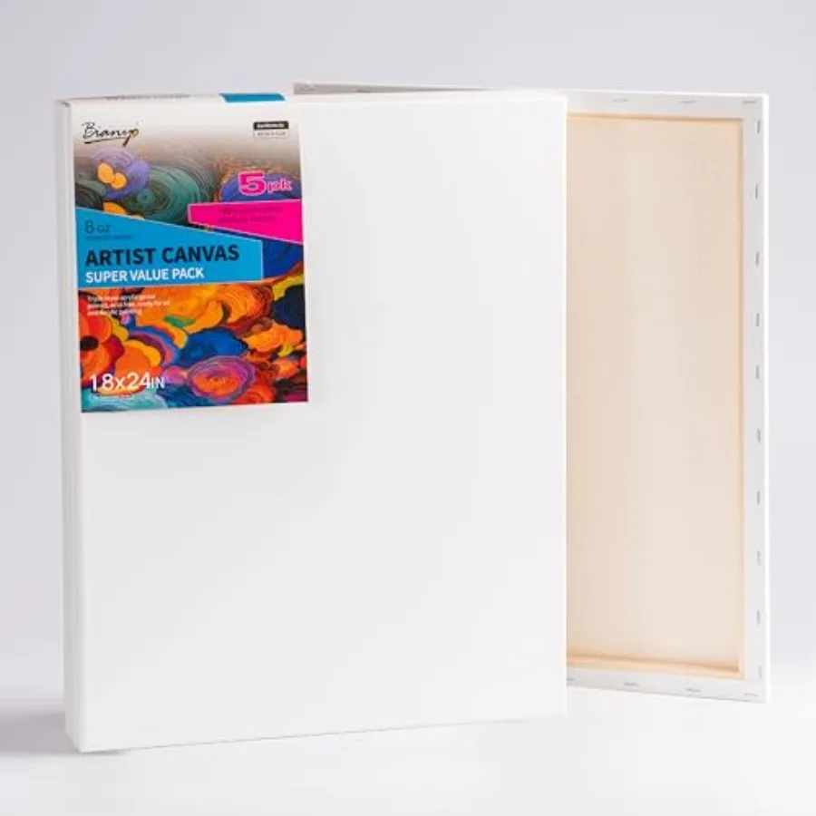 18x24 Inch Stretched Canvas for Painting 5 Pack, 100% Cotton, Triple Primed and Acid-Free, Heavy-Duty Wood Frame, Blank Canvas
18x24 Inch Stretched Canvas for Painting 5 Pack, 100% Cotton, Triple Primed and Acid-Free, Heavy-Duty Wood Frame, Blank Canvas