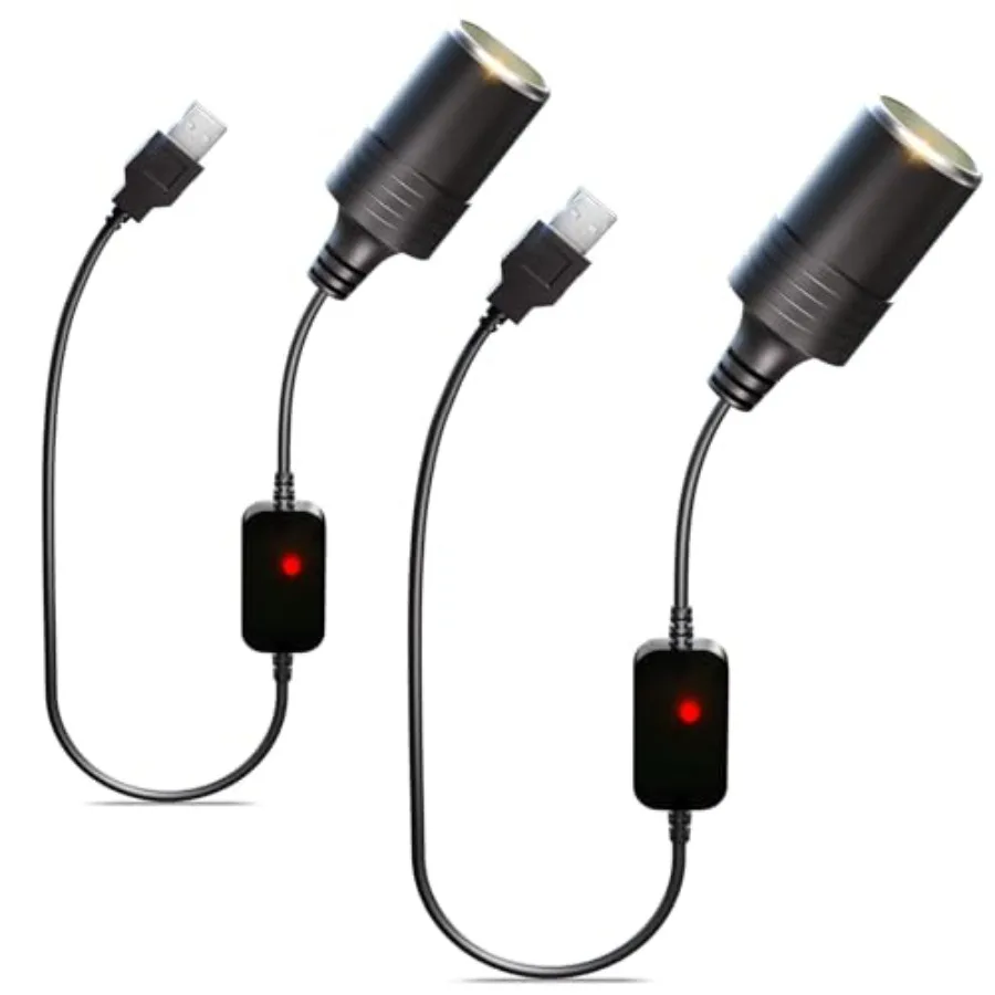 USB to 12V Adapter, 2-Pack QC3.0 USB A Male to 12V Cigarette Lighter Adapter Quick Charger to Cigarette Lighter Socket Female C
USB to 12V Adapter, 2-Pack QC3.0 USB A Male to 12V Cigarette Lighter Adapter Quick Charger to Cigarette Lighter Socket Female C