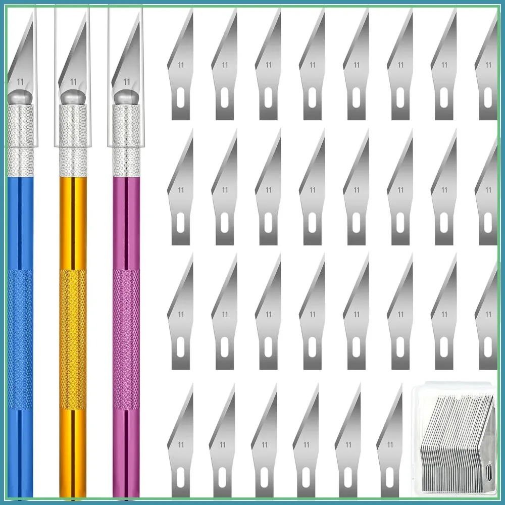 3 PCS Exacto Knife Set with 30 Spare #11 Blades, Professional Craft Knives for Arts, Modeling, Scrapbooking
3 PCS Exacto Knife Set with 30 Spare #11 Blades, Professional Craft Knives for Arts, Modeling, Scrapbooking