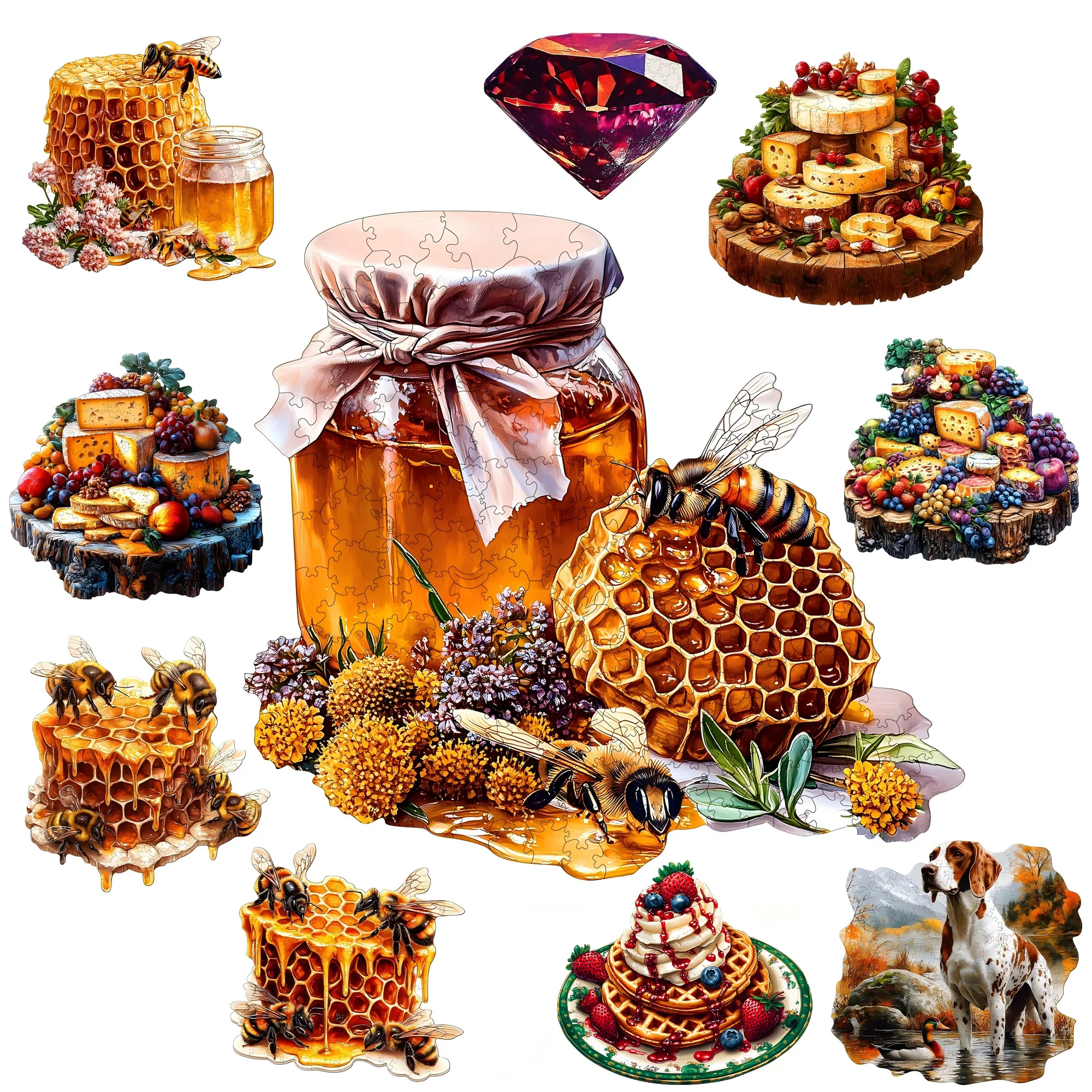 Bees and Honey Theme Wooden Jigsaw Puzzle Wooden Decor Painting Christmas and Halloween Gift Toy For Teen And Kid
Bees and Honey Theme Wooden Jigsaw Puzzle Wooden Decor Painting Christmas and Halloween Gift Toy For Teen And Kid