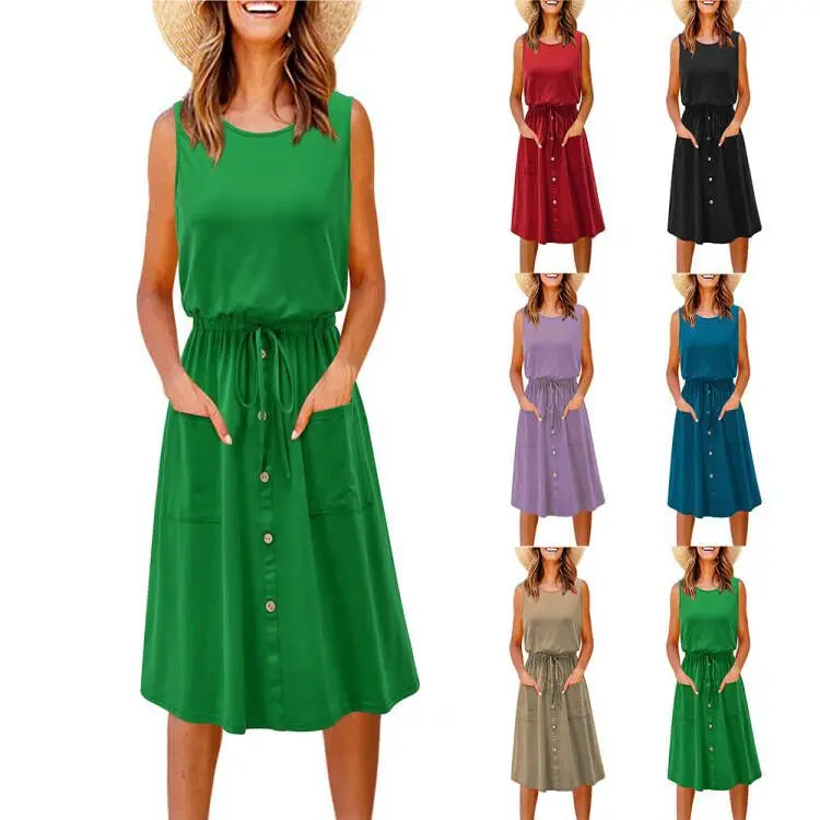 European and American Style Sleeveless Loose Fashion Dress for Women Elegant Women's Loose Dresses
European and American Style Sleeveless Loose Fashion Dress for Women Elegant Women's Loose Dresses