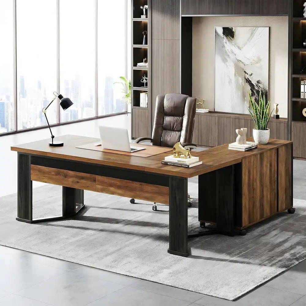 70.86" L Shaped Executive Desk with Ders, Large Computer Oice Desk with Mobile ile Cabinet and Storage Shelves, ern Businurnitur
70.86" L Shaped Executive Desk with Ders, Large Computer Oice Desk with Mobile ile Cabinet and Storage Shelves, ern Businurnitur