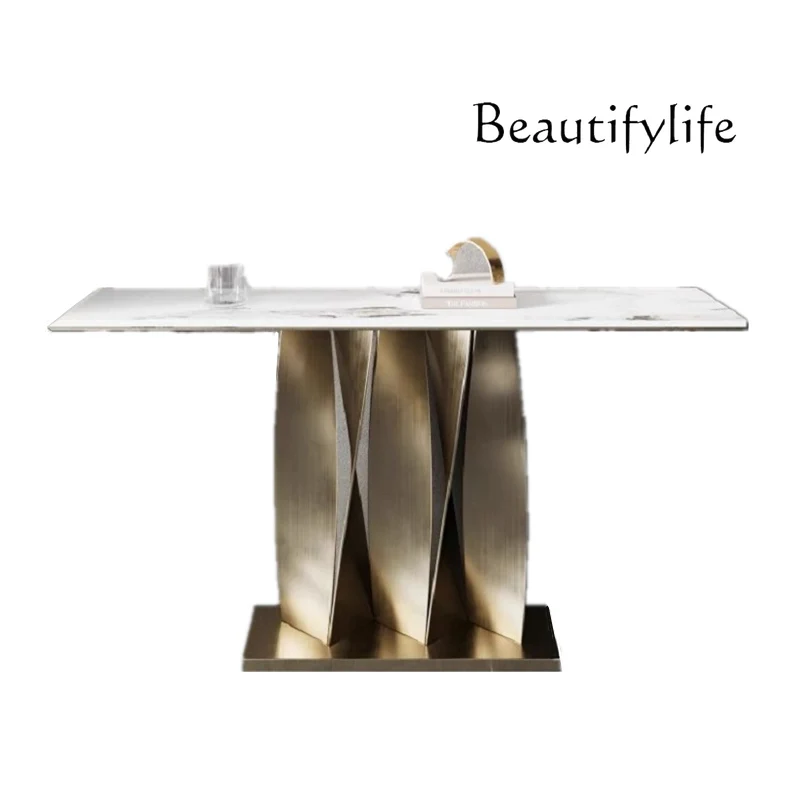 New Chinese stainless steel entrance table entry end view table modern simple high-end marble
New Chinese stainless steel entrance table entry end view table modern simple high-end marble
