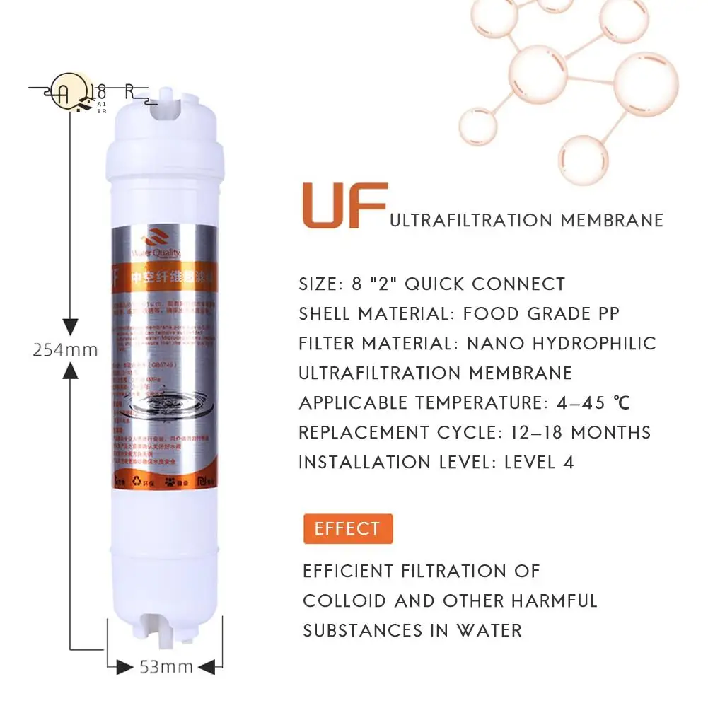 A18R -8Inch 1/4Inch Water Purifier Filter Quick Connect Filter Elements UF Ultrafiltration Membrane Integrated Filter Elements
A18R -8Inch 1/4Inch Water Purifier Filter Quick Connect Filter Elements UF Ultrafiltration Membrane Integrated Filter Elements