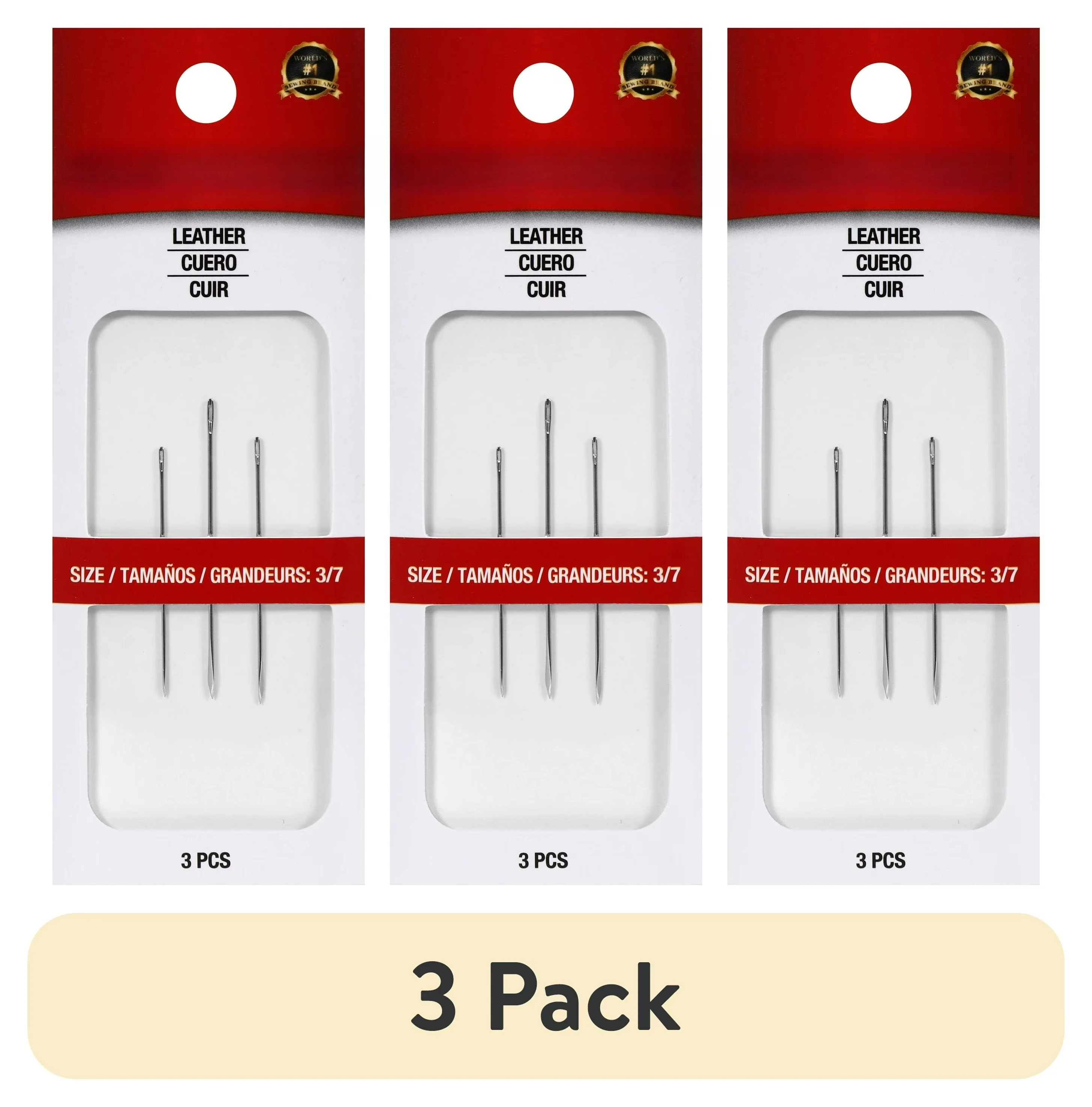 (3 pack) Leather Steel Hand-Sewing Needles, Sizes 3/7, 3 Pieces
(3 pack) Leather Steel Hand-Sewing Needles, Sizes 3/7, 3 Pieces