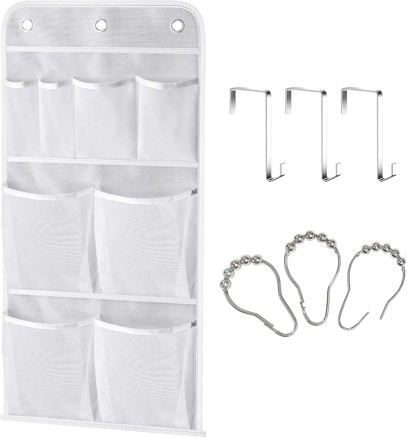Hanging Mesh Shower Organizer with 8 Pockets & 2 Hook Sets, 340oz/1000ml Capacity, Space Saving for Bathroom Dorm RV
Hanging Mesh Shower Organizer with 8 Pockets & 2 Hook Sets, 340oz/1000ml Capacity, Space Saving for Bathroom Dorm RV