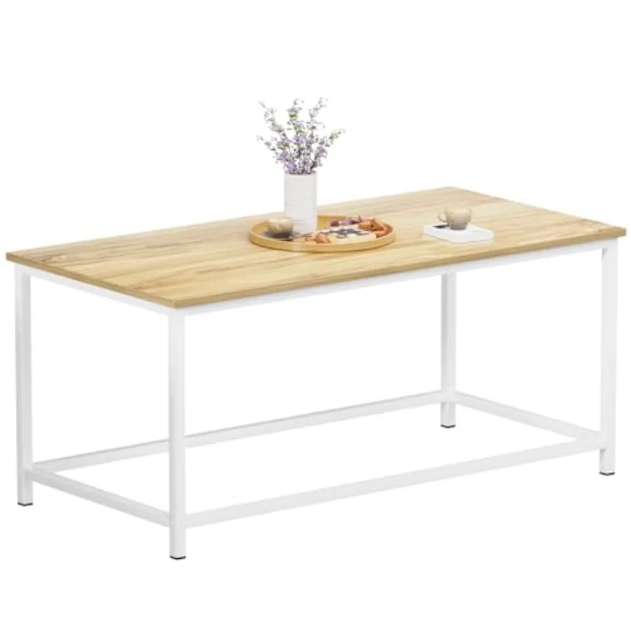 Coffee Table for Living Room and Home Office with Open Design: Simple Modern Rectangular Minimalist Center Table in Beige White
Coffee Table for Living Room and Home Office with Open Design: Simple Modern Rectangular Minimalist Center Table in Beige White