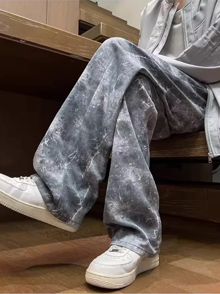 Мужские джинсы American High Street Vibe с эффектом тай-дай, свободного кроя, прямые, слегка расклешенные, с эффектом потертости, для весны и осени, повседневные
Мужские джинсы American High Street Vibe с эффектом тай-дай, свободного кроя, прямые, слегка расклешенные, с эффектом потертости, для весны и осени, повседневные