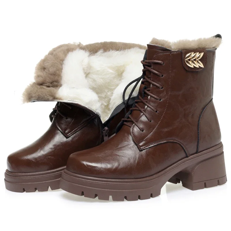 2025 New High Quality Genuine Leather Plush Women's Ankle Boots Winter Warm Wool Women's High-heeled Snow Boots Botas Para Mujer
2025 New High Quality Genuine Leather Plush Women's Ankle Boots Winter Warm Wool Women's High-heeled Snow Boots Botas Para Mujer