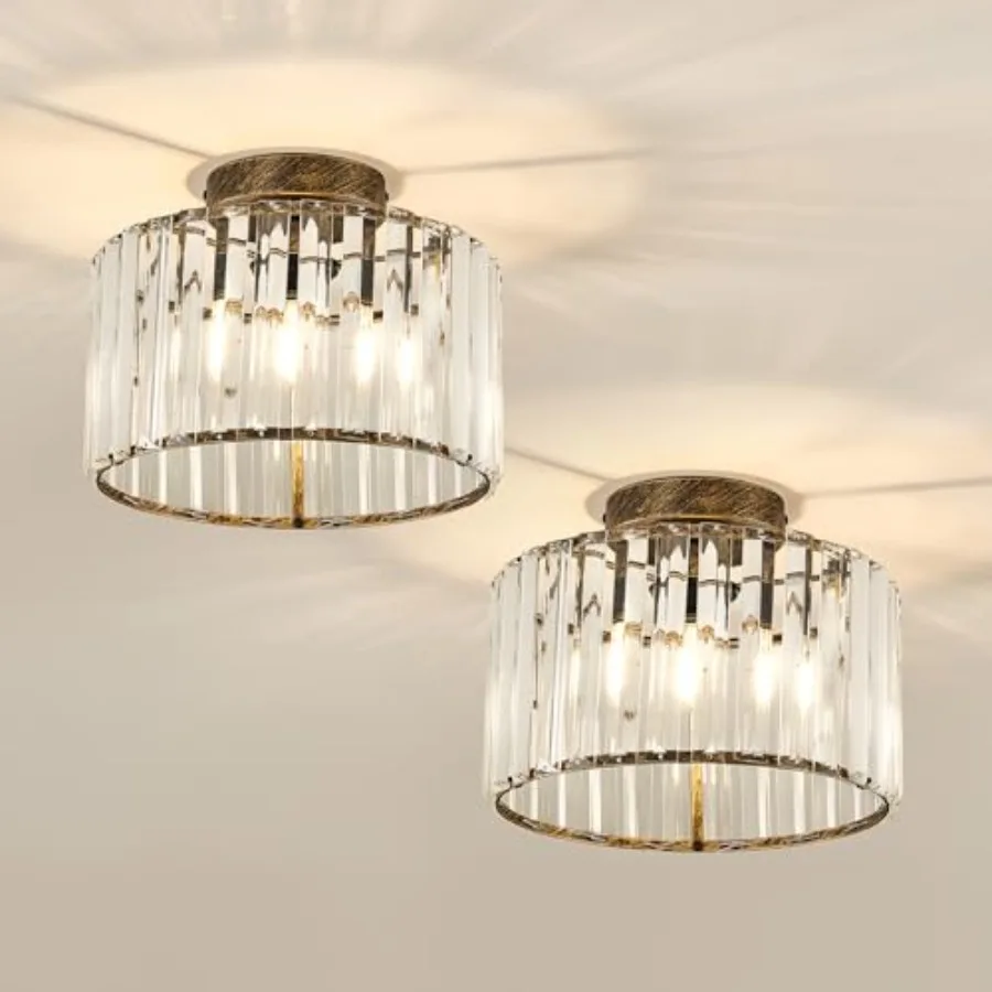 CVKASH 2 Pack Crystal Semi Flush Mount Ceiling Light Vintage Mini Ceiling Light Fixture Metal Close to Ceiling Lamp for Hallway
CVKASH 2 Pack Crystal Semi Flush Mount Ceiling Light Vintage Mini Ceiling Light Fixture Metal Close to Ceiling Lamp for Hallway