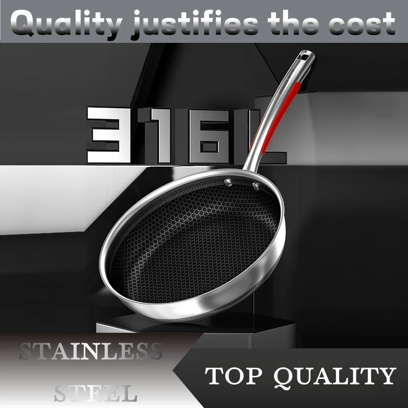 316 Stainless Steel Frying Pan Stainless Steel Frying Pan with a Lid 28cm Frying Pan with a Lid High-quality Stainless Steel Pan
316 Stainless Steel Frying Pan Stainless Steel Frying Pan with a Lid 28cm Frying Pan with a Lid High-quality Stainless Steel Pan