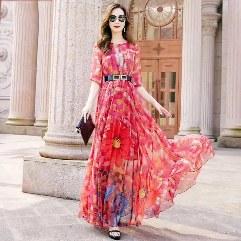 Women's High-End dress Super Fairy Chiffon To Ankle Long Beach Temperament Long Skirt Plaid Niche Dress Trend M904
Women's High-End dress Super Fairy Chiffon To Ankle Long Beach Temperament Long Skirt Plaid Niche Dress Trend M904