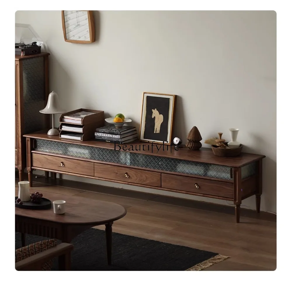 Retro French Solid Wood Black Walnut Wooden TV Cabinet Nordic and Japanese Style Assembled Cabinet
Retro French Solid Wood Black Walnut Wooden TV Cabinet Nordic and Japanese Style Assembled Cabinet