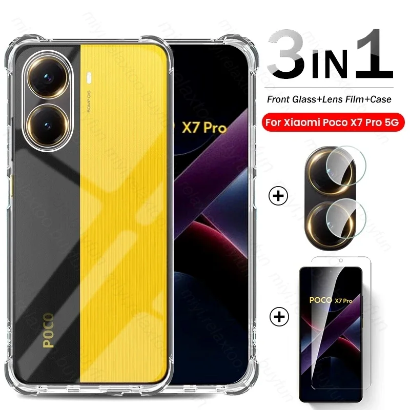 3To1 TPU Soft Cover For Xiaomi Poco X7 Pro 5G Case Protective Glass PocoX7Pro Camera Screen Protector Poko Little X7Pro X 7 Pro
3To1 TPU Soft Cover For Xiaomi Poco X7 Pro 5G Case Protective Glass PocoX7Pro Camera Screen Protector Poko Little X7Pro X 7 Pro