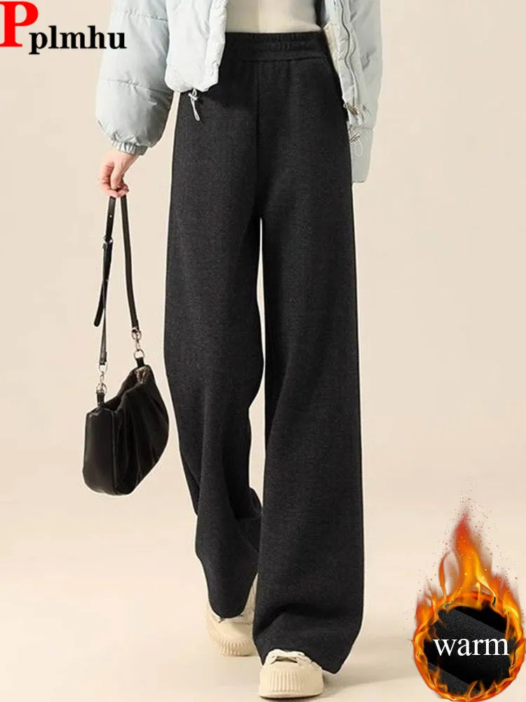 Snow Wear Loose Straight Pants Winter Warm Thicken Velvet Lined Wide Leg Pantalones Women Casual Elastic High Waist Sweatpants
Snow Wear Loose Straight Pants Winter Warm Thicken Velvet Lined Wide Leg Pantalones Women Casual Elastic High Waist Sweatpants