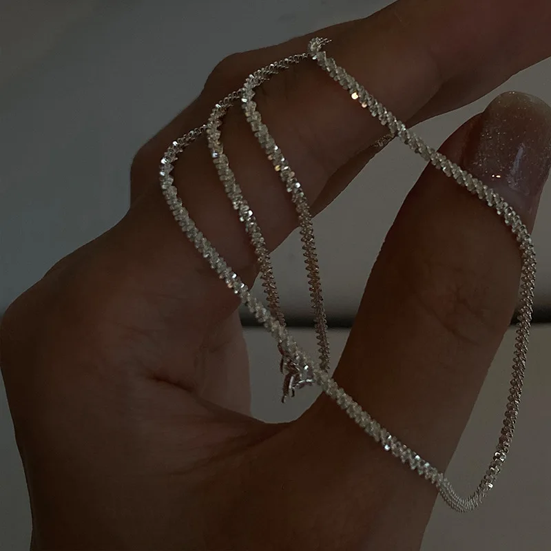 Popular Fashion 925 Sterling Silver Sparkling Clavicle Chain Choker Necklace for Women Fine Jewelry Wedding Party Birthday Gift
Popular Fashion 925 Sterling Silver Sparkling Clavicle Chain Choker Necklace for Women Fine Jewelry Wedding Party Birthday Gift