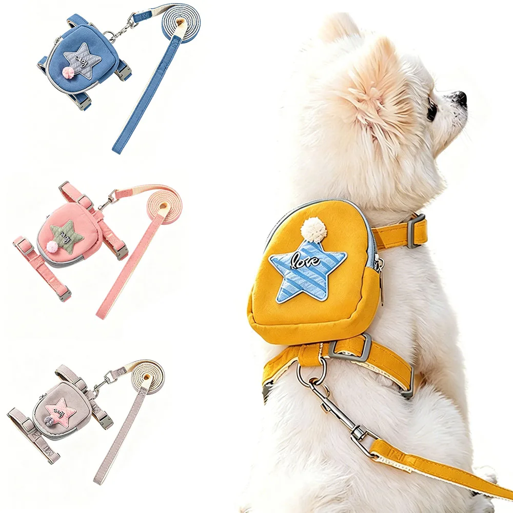 2PCS Pet Backpack Harness with Leash , Cute Adjustable Breathable Vest with Storage & Poop Bag Pocket, Wearable Dog Backpack
2PCS Pet Backpack Harness with Leash , Cute Adjustable Breathable Vest with Storage & Poop Bag Pocket, Wearable Dog Backpack
