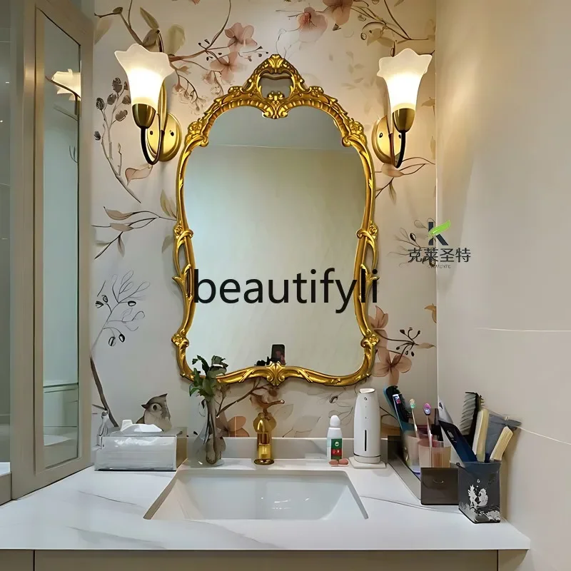 French wall bathroom mirror with lamp American, smart makeup mirror European retro fireplace decorative mirror1184
French wall bathroom mirror with lamp American, smart makeup mirror European retro fireplace decorative mirror1184