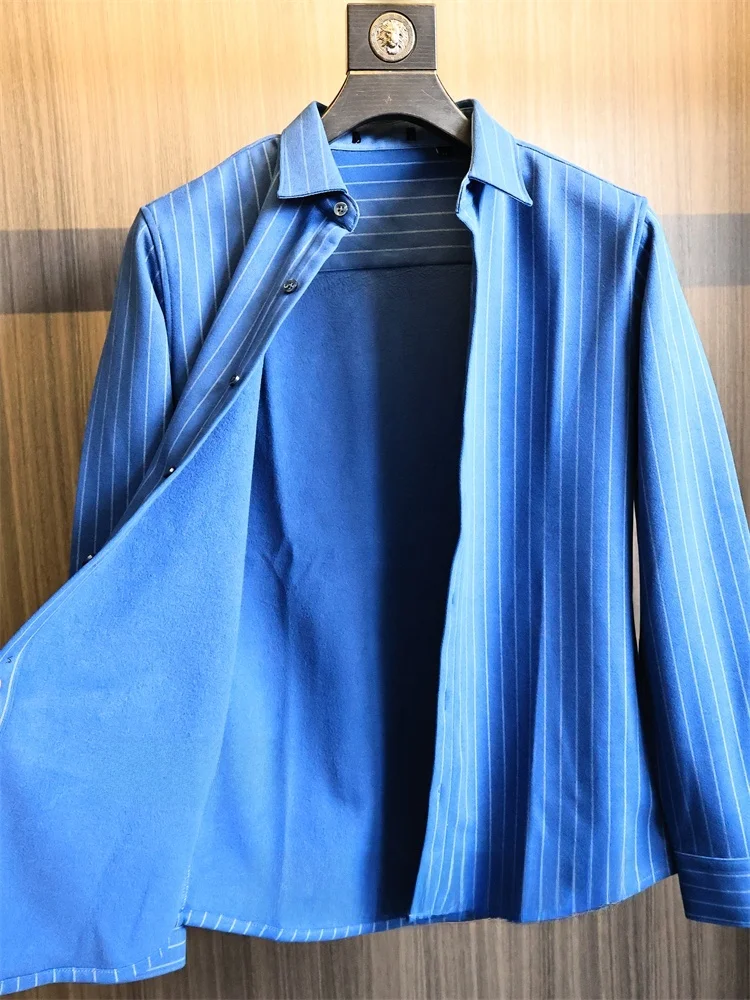 H-Home Мужская длинная све irt Весна Осень Чистый цвет в полоску Эластичная повседневная деловая воротник-стойка Полиэфирное волокно
H-Home Мужская длинная све irt Весна Осень Чистый цвет в полоску Эластичная повседневная деловая воротник-стойка Полиэфирное волокно