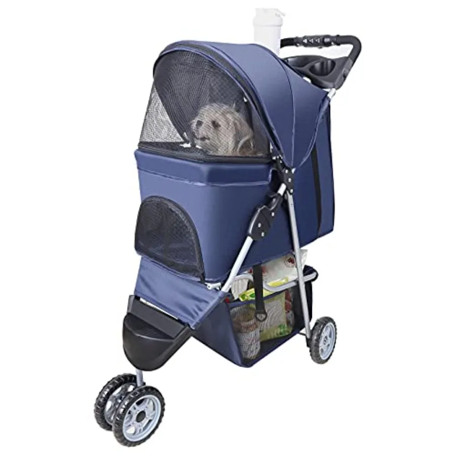 Pet Strollers for Small Medium Dogs Cats, 3-Wheel Folding Stroller in Dark Color, Lightweight Aluminum Frame with Sun Shade, Cu
Pet Strollers for Small Medium Dogs Cats, 3-Wheel Folding Stroller in Dark Color, Lightweight Aluminum Frame with Sun Shade, Cu