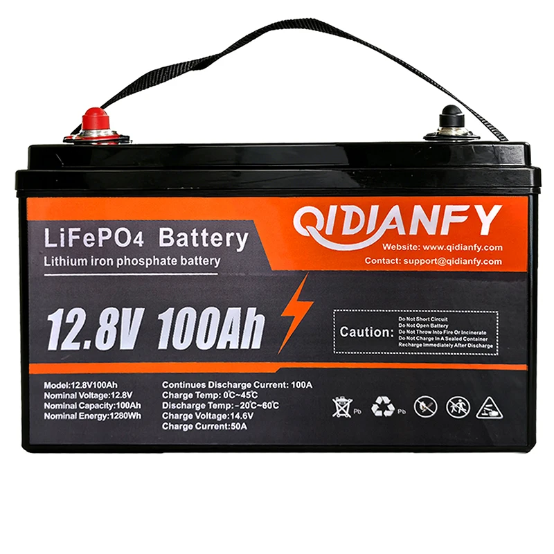 Qidianfy 12V 100Ah LiFePO4 Lithium Battery Built-in 100A BMS 1280Wh Rechargeable Deep Cycle Battery for RV Solar Off-Grid Home Energy Storage Marine
Qidianfy 12V 100Ah LiFePO4 Lithium Battery Built-in 100A BMS 1280Wh Rechargeable Deep Cycle Battery for RV Solar Off-Grid Home Energy Storage Marine
