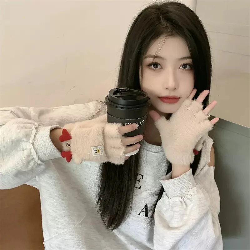 Winter Women's Cute Korean-Style Cartoon Ins Student Anti-Cold Dew Half Finger Flip Fleece-Lined Thickened Cycling Warm
Winter Women's Cute Korean-Style Cartoon Ins Student Anti-Cold Dew Half Finger Flip Fleece-Lined Thickened Cycling Warm