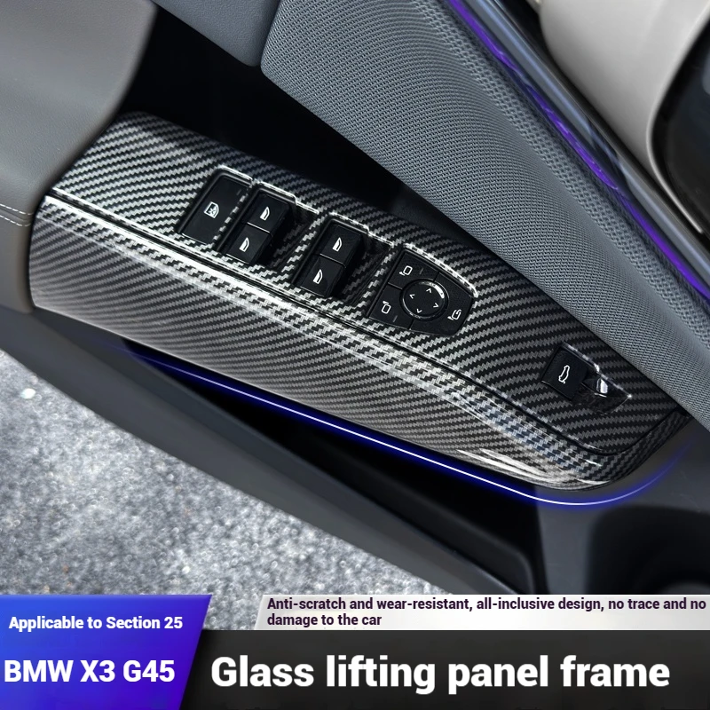 For BMW X3 G45 2025 carbon fiber texture The glass key frame of the car window lift panel is decorated with interior accessories
For BMW X3 G45 2025 carbon fiber texture The glass key frame of the car window lift panel is decorated with interior accessories