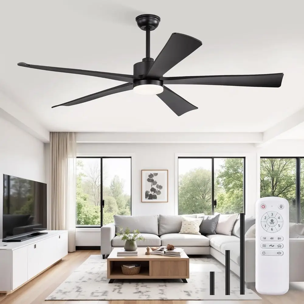 60 Inch Ceiling Fans with Lights and Remote, Black Modern Plug in Ceiling Fan with 6 Speeds, Bright LED Light, Reversible Quiet
60 Inch Ceiling Fans with Lights and Remote, Black Modern Plug in Ceiling Fan with 6 Speeds, Bright LED Light, Reversible Quiet
