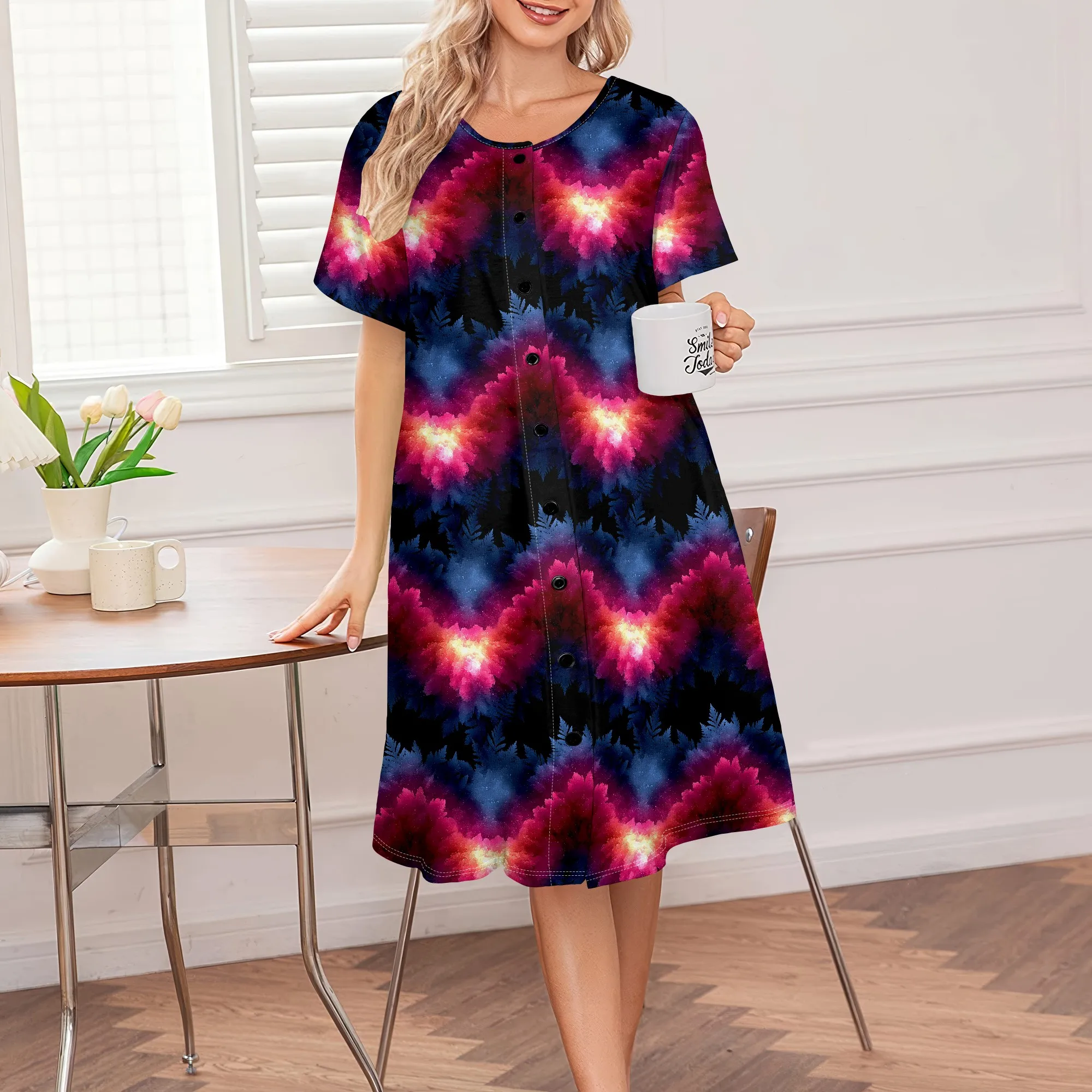 Women's Tie-Dye Button-Down Dress Casual Short Sleeve Vibrant Pattern S-3XL
Women's Tie-Dye Button-Down Dress Casual Short Sleeve Vibrant Pattern S-3XL