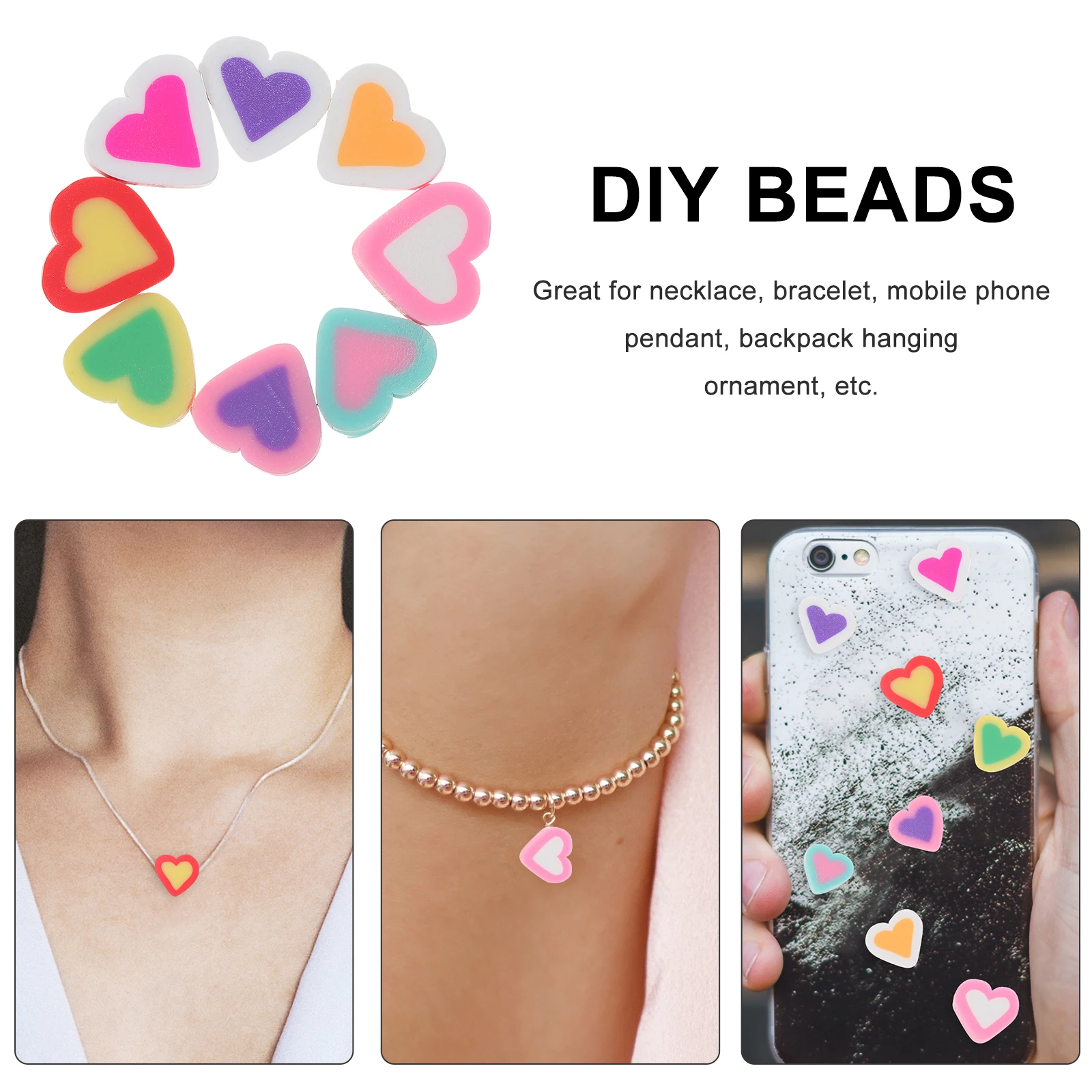 200 Pcs DIY Mobile Phone Case Beads Loose Craft Supplies Jewelry Making Heart-shaped Cover Polymer Clay Shell Charms Decorative 
200 Pcs DIY Mobile Phone Case Beads Loose Craft Supplies Jewelry Making Heart-shaped Cover Polymer Clay Shell Charms Decorative
