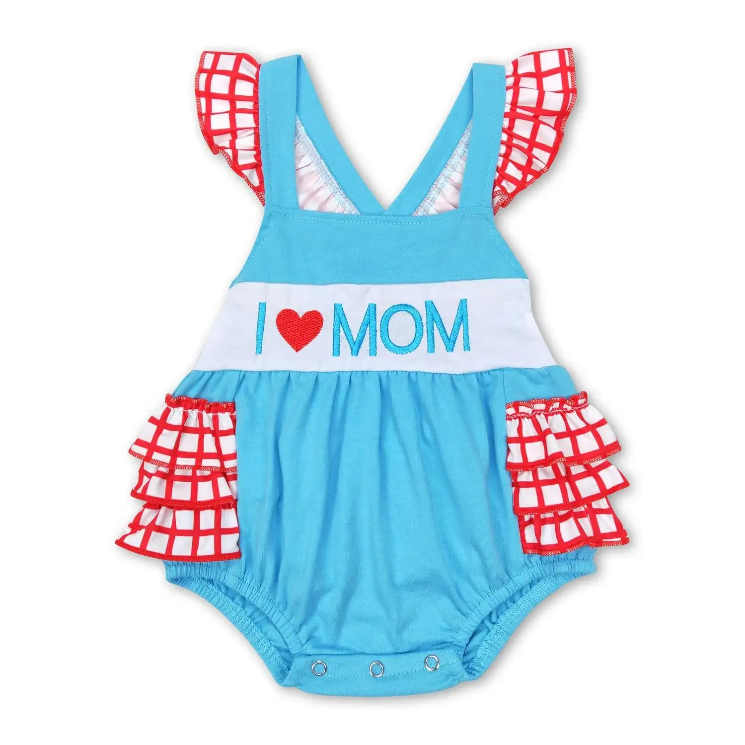 Baby Infant Girls 'I Love Mom' Light Blue Plaid Ruffle Bubble Romper Mother's Day Outfit Soft Comfortable Infant Romper
Baby Infant Girls 'I Love Mom' Light Blue Plaid Ruffle Bubble Romper Mother's Day Outfit Soft Comfortable Infant Romper