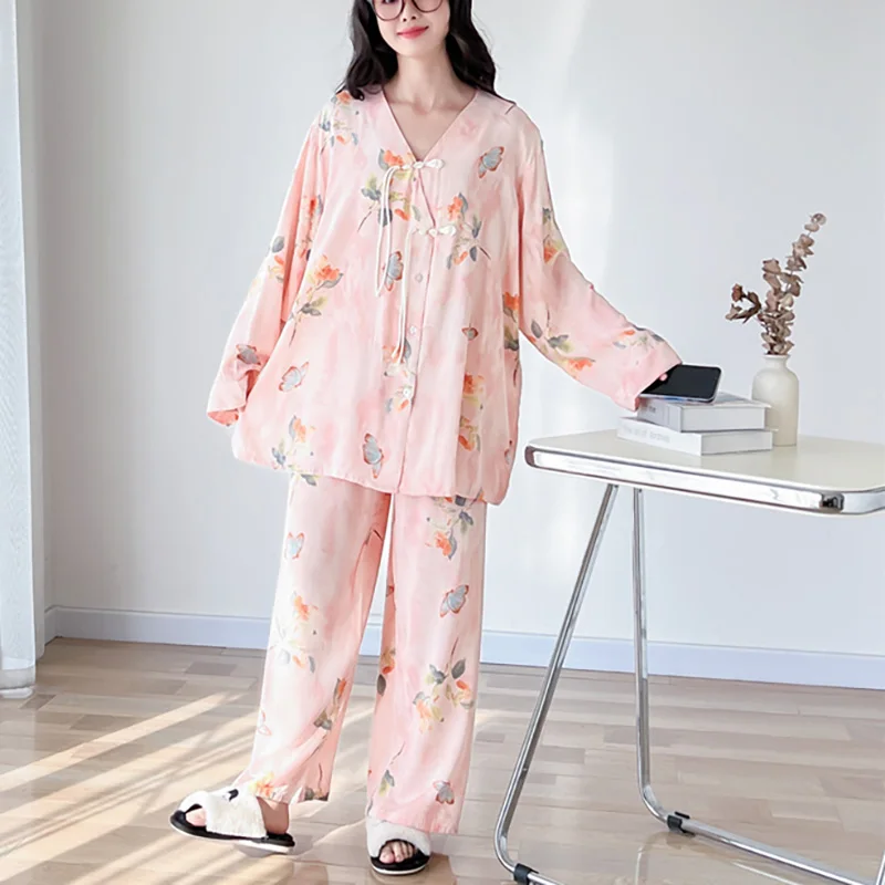 2025 Spring Summer Long sleeved Pink Print Large Women's Pajamas thin home suit set Home clothes Plus Size 4xl 5xl
2025 Spring Summer Long sleeved Pink Print Large Women's Pajamas thin home suit set Home clothes Plus Size 4xl 5xl