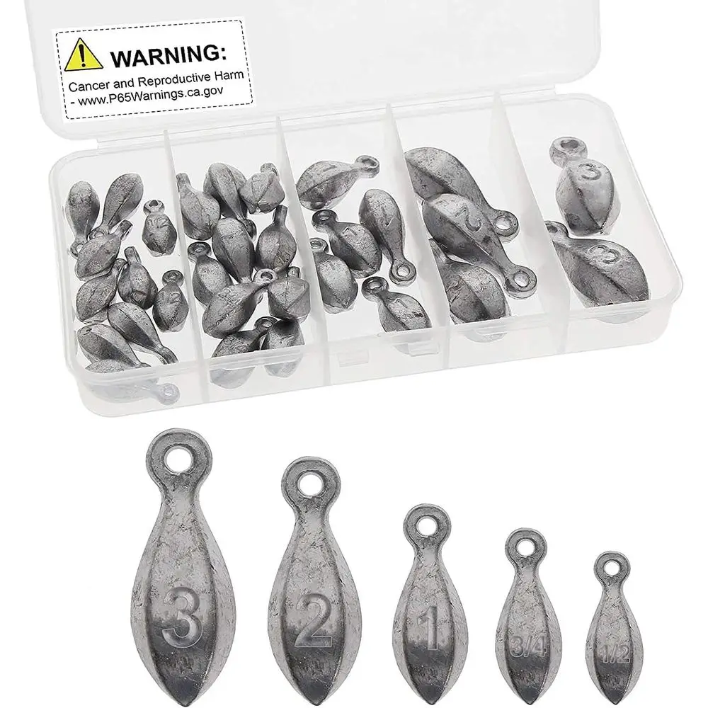 30pc Fishing Sinkers Kit: Saltwater & Freshwater Tackle with 3oz, 2oz, 1oz, 3/4oz, 1/2oz Weights
30pc Fishing Sinkers Kit: Saltwater & Freshwater Tackle with 3oz, 2oz, 1oz, 3/4oz, 1/2oz Weights