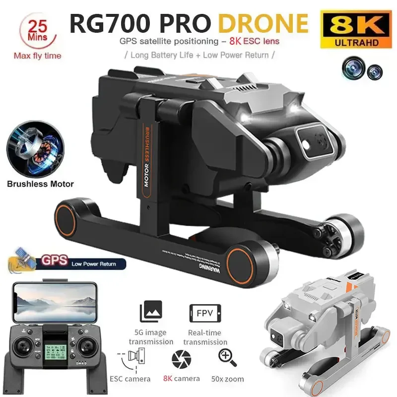 RG700PRO GPS Дрон 8K Профессиональный HD Двойная камера 5G Wi-Fi Предотвращение препятствий Бесщеточный двигатель Складной квадрокоптер RC Расстояние 2 км
RG700PRO GPS Дрон 8K Профессиональный HD Двойная камера 5G Wi-Fi Предотвращение препятствий Бесщеточный двигатель Складной квадрокоптер RC Расстояние 2 км