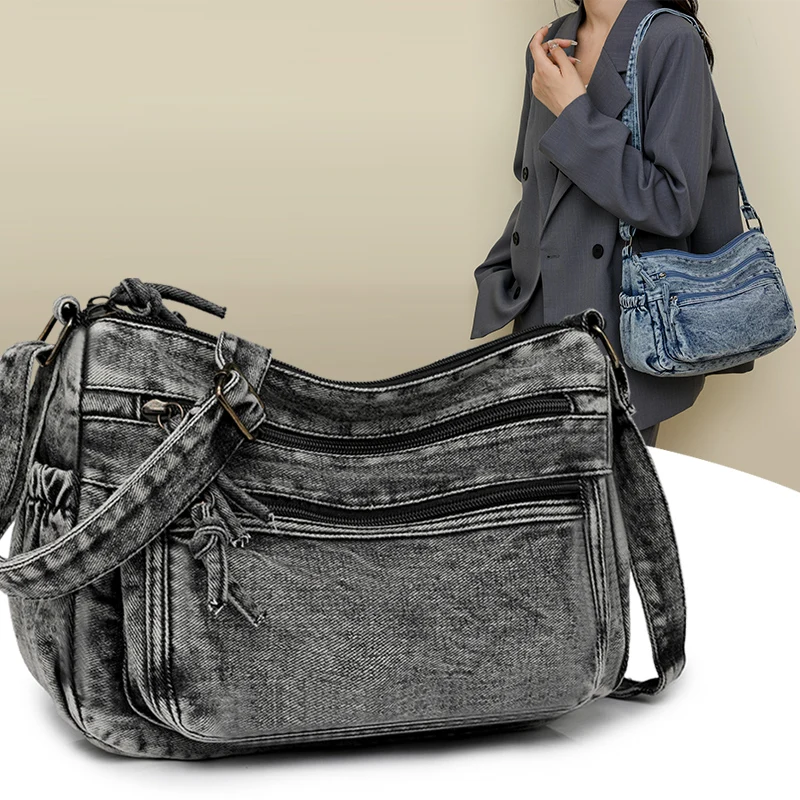 Fashion Women's Soft Denim Shoulder Bag Retro Crossbody Purse Small Multi-Pocket Casual Tote Handbag for Daily Commute & Travel
Fashion Women's Soft Denim Shoulder Bag Retro Crossbody Purse Small Multi-Pocket Casual Tote Handbag for Daily Commute & Travel