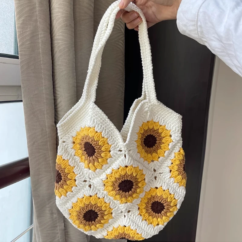 Новая вязаная сумка ручной работы с подсолнухом для женщин, соломенная сумка на плечо, милая сумка для пляжного отдыха
Новая вязаная сумка ручной работы с подсолнухом для женщин, соломенная сумка на плечо, милая сумка для пляжного отдыха