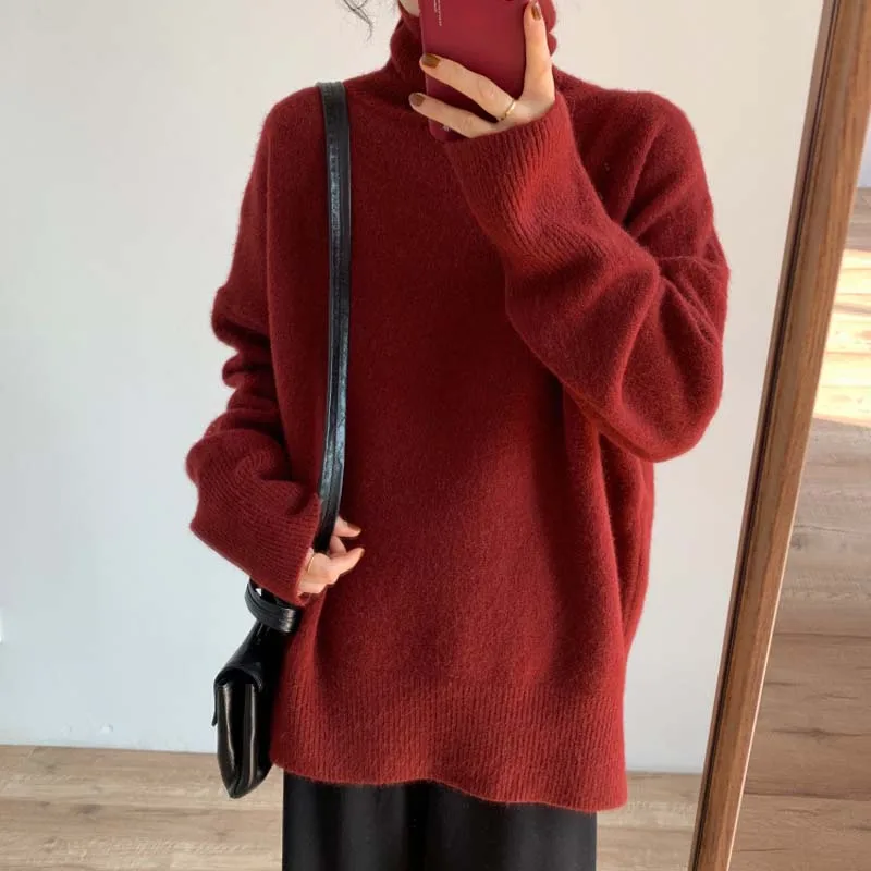 Women's Turtle Neck Pullover Polyester Soft Autumn Loose Clothes Women Long Sleeve Sweaters
Women's Turtle Neck Pullover Polyester Soft Autumn Loose Clothes Women Long Sleeve Sweaters
