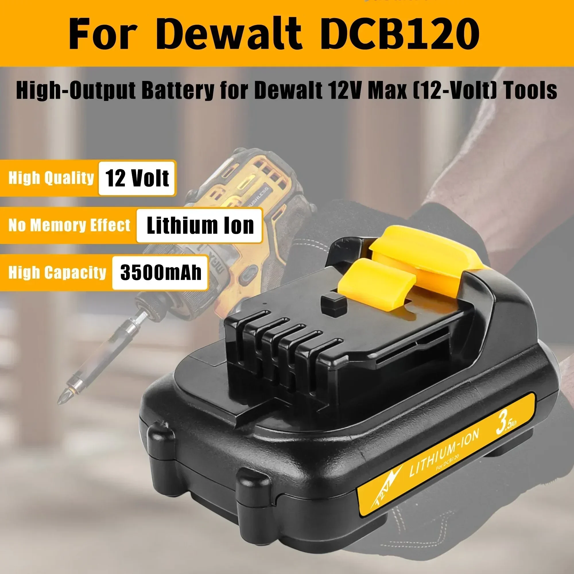 SU 12V Battery For Dewalt DCB120 3500mAh Rechargeable Battery DCB127 DCB121 DCB119 DCR020-GB DCF815D2 Power Tool Battery For Dew
SU 12V Battery For Dewalt DCB120 3500mAh Rechargeable Battery DCB127 DCB121 DCB119 DCR020-GB DCF815D2 Power Tool Battery For Dew