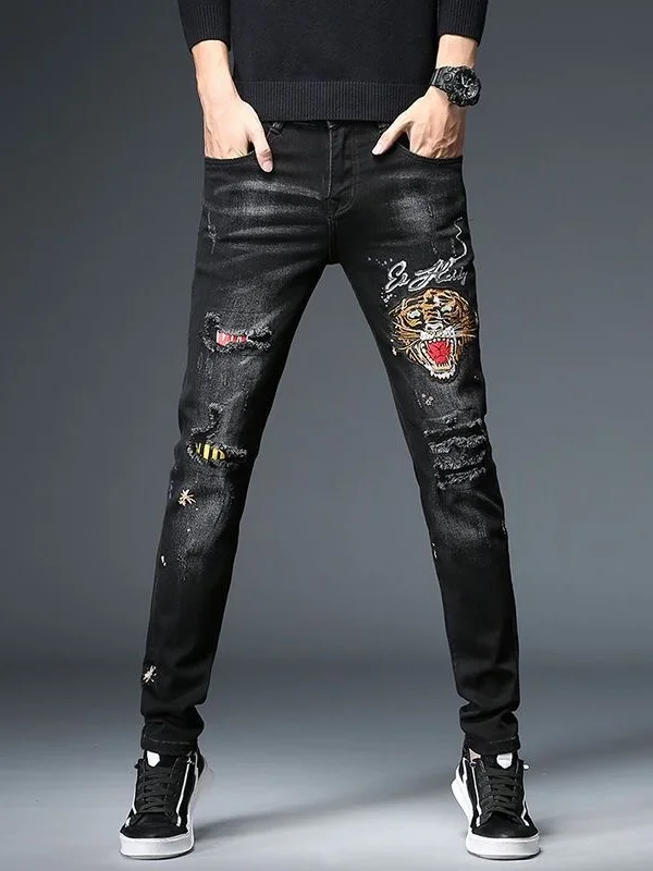 Elastic Slim Fit Men's Jeans with Embroidery Repair Patch Casual Versatile Small Straight Foot Pants High Elasticity
Elastic Slim Fit Men's Jeans with Embroidery Repair Patch Casual Versatile Small Straight Foot Pants High Elasticity
