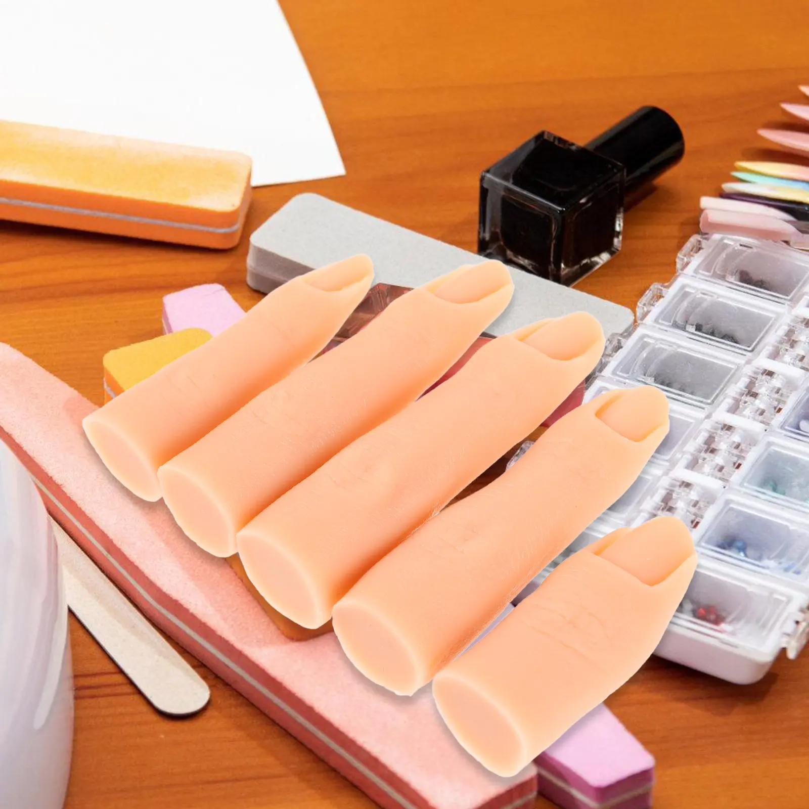 5Pcs Silicone Practice Fingers with Realistic Flexible Joints Natural Skin Tone Nail Art Training Display Tool for Beginners
5Pcs Silicone Practice Fingers with Realistic Flexible Joints Natural Skin Tone Nail Art Training Display Tool for Beginners