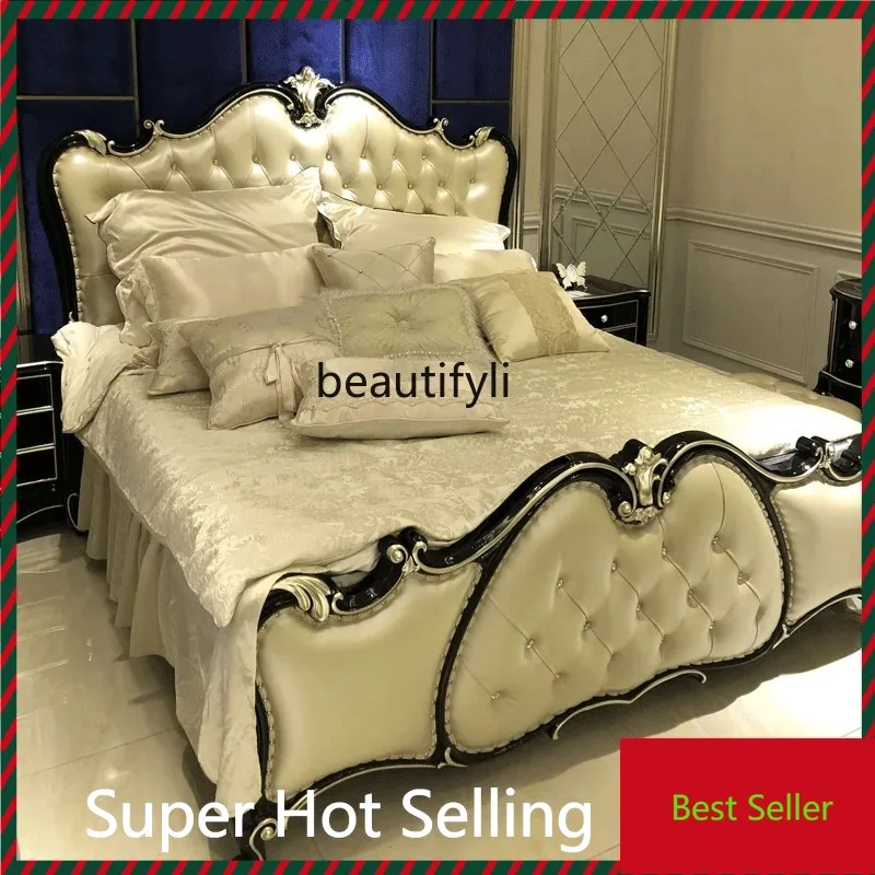 K132 European-Style Solid Wood First-Layer Cowhide Master Bedroom Luxury Leather Double 1.8 M Princess Bed Marriage Bed
K132 European-Style Solid Wood First-Layer Cowhide Master Bedroom Luxury Leather Double 1.8 M Princess Bed Marriage Bed