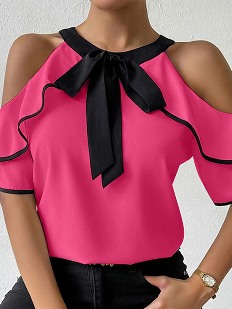 Plus Size Women Chiffon Blouse Elegant Tops Patchwork Lace-Up Blusas 2025 VONDA Casual Ruffled Tunics Oversized Pullovers
Plus Size Women Chiffon Blouse Elegant Tops Patchwork Lace-Up Blusas 2025 VONDA Casual Ruffled Tunics Oversized Pullovers