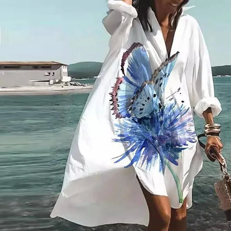 Bohemian Print Casual Loose Dress Women's V-Neck Long Sleeve Maxi Dress Beachwear Style Polyester Fabric Spring Summer
Bohemian Print Casual Loose Dress Women's V-Neck Long Sleeve Maxi Dress Beachwear Style Polyester Fabric Spring Summer