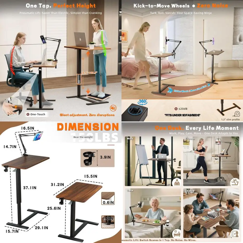 Rolling Adjustable Laptop Desk with Cup and Tablet Holder for Bedside Use
Rolling Adjustable Laptop Desk with Cup and Tablet Holder for Bedside Use