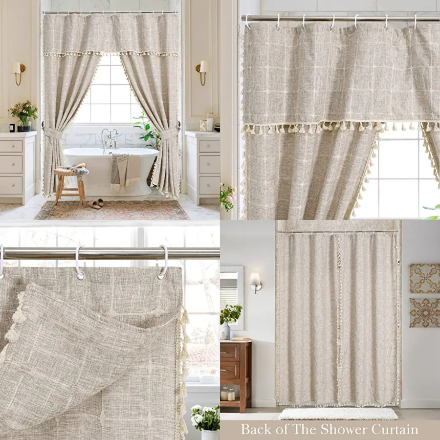 Tan Boho Double Swag Shower Curtain, Polyester Linen Fabric Shower Curtains for Farmhouse Bathroom Decor, Cloth Shower Curtain
Tan Boho Double Swag Shower Curtain, Polyester Linen Fabric Shower Curtains for Farmhouse Bathroom Decor, Cloth Shower Curtain