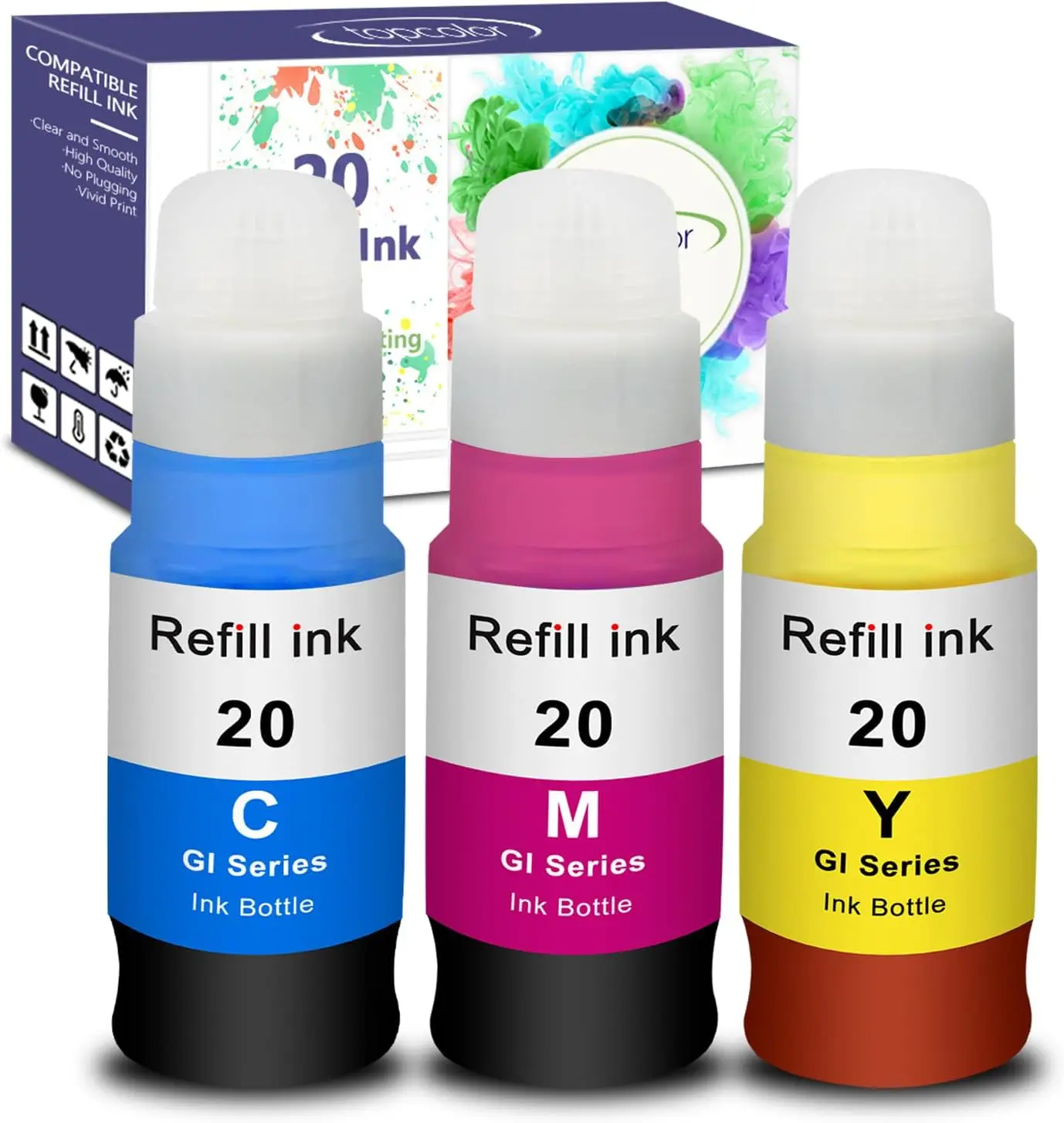 Color Ink Refill Bottles Compatible with Canon G7020 G6020 G5020 MegaTank, 3-Pack
Color Ink Refill Bottles Compatible with Canon G7020 G6020 G5020 MegaTank, 3-Pack